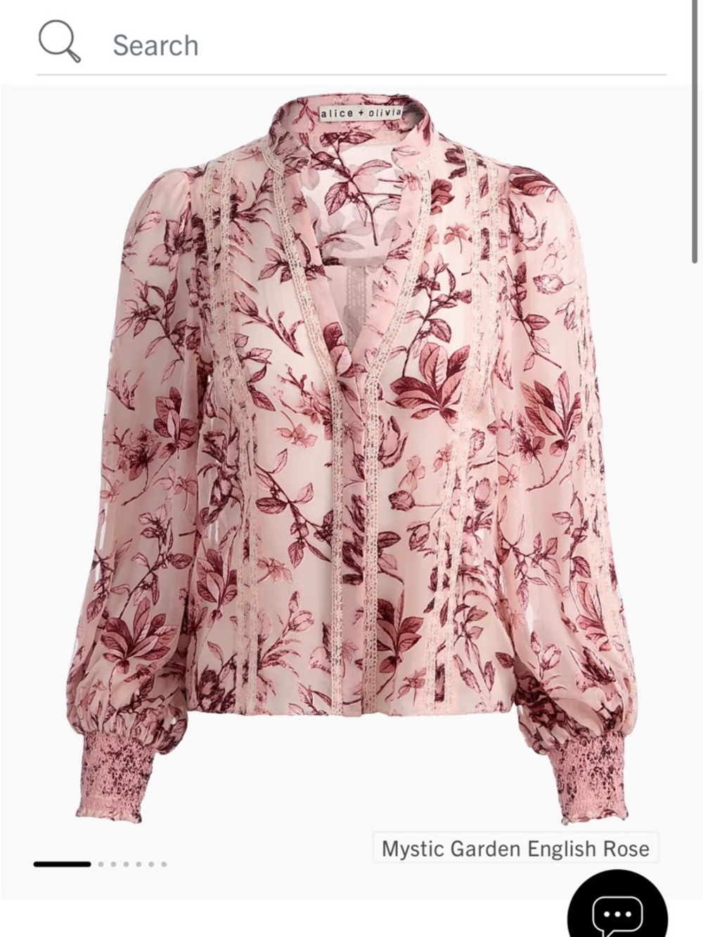 NWT Alice and Olivia Arlette floral trim blouse